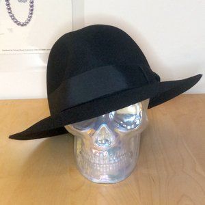 Selentino Fedora Hat black fur felt 7 1/4